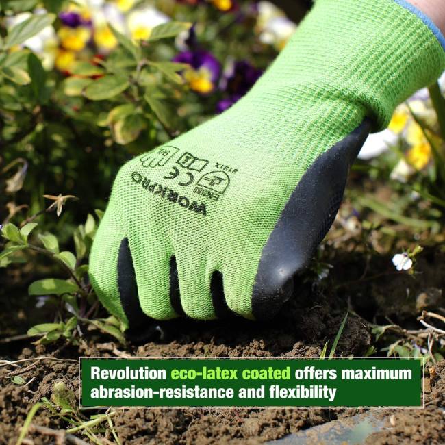 alet WORKPRO Ayıklama, kazma, tırmıklama ve budama için eko lateks avuç içi kaplamalı ve dokunmatik ekranlı 2 çift bahçe çalışma eldiveni yeni LJR6273