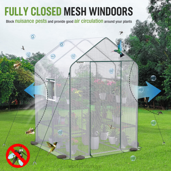 alet WORKPRO büyük 3 katmanlı 8 raf dış mekan taşınabilir gömme bahçe serası kullanışlı LJR6290
