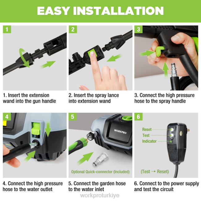 alet WORKPRO 1900 maksimum psi 1,8 gpm 12 amp kompakt elektrikli yüksek basınçlı yıkama makinesi yardımsever LJR6299
