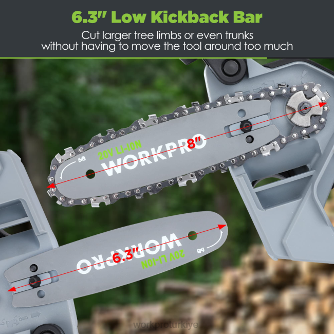 alet WORKPRO 4,0ah pil ve yedek zincirle 20v fırçasız akülü kompakt motorlu testere modern LJR6298