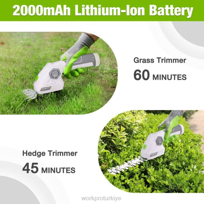 alet WORKPRO akülü çim makası ve çalı düzeltici 2'si 1 arada el tipi çit düzeltici 7.2v elektrikli çim kesme makinesi çit makası yeşil beyaz LJR6297