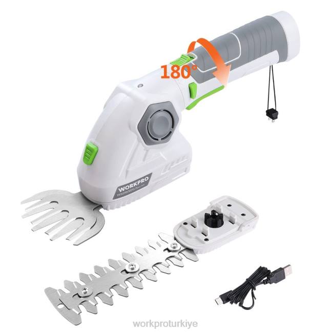 alet WORKPRO akülü çim makası ve çalı düzeltici 2'si 1 arada el tipi çit düzeltici 7.2v elektrikli çim kesme makinesi çit makası yeşil beyaz LJR6297