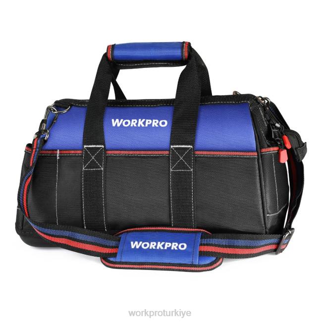 depolamak WORKPRO 16 inç geniş ağızlı alet çantası, su geçirmez kalıplanmış tabanlı ağır hizmet tipi kumaş alet saklama çantası, ayarlanabilir omuz askısı yardımsever LJR624
