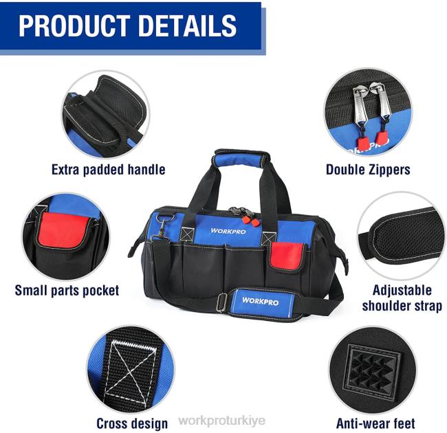 depolamak WORKPRO Ayarlanabilir omuz askılı, 18 inç yakın üst geniş ağızlı saklama alet çantası kullanışlı LJR627