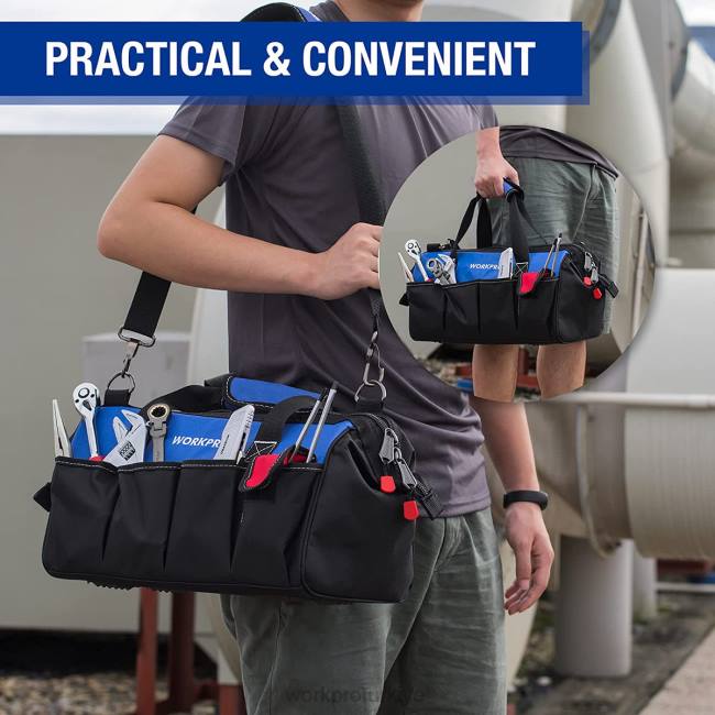 depolamak WORKPRO Ayarlanabilir omuz askılı, 18 inç yakın üst geniş ağızlı saklama alet çantası kullanışlı LJR627