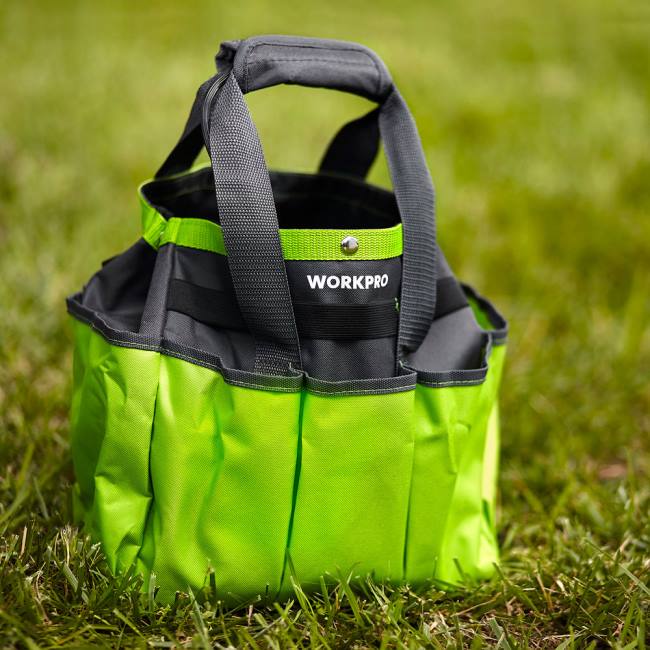 depolamak WORKPRO bahçe alet çantası, 8 cepli bahçe çantası saklama çantası, iç ve dış mekan bahçe işleri için ev düzenleyici pembe/yeşil LJR6256
