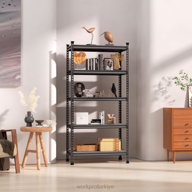depolamak WORKPRO 5 katmanlı ayarlanabilir metal raf depolama ağır hizmet tipi raf ünitesi, 4000 lbs yük kapasitesi modern LJR612