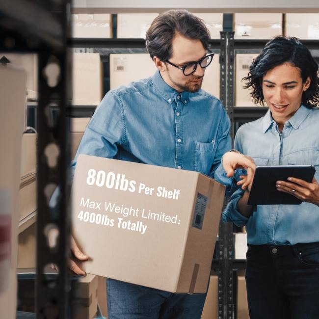 depolamak WORKPRO 5 katmanlı metal depolama rafı ünitesi ayarlanabilir depolama rafı ağır hizmet tipi raf gümüş desenli siyah LJR66