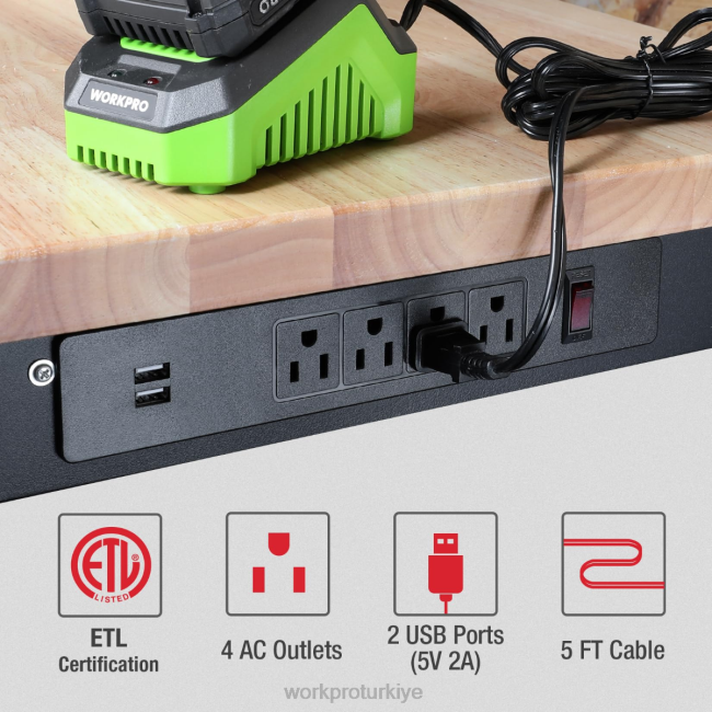 depolamak WORKPRO ayarlanabilir çalışma tezgahı 3000 lbs yük kapasitesi elektrik prizli parke çalışma masası kullanışlı LJR64