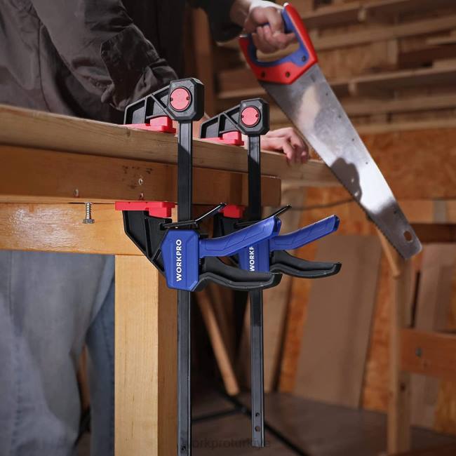 alet WORKPRO Ağaç işleme için 2 adet çubuk kelepçesi, orta görev 300 lbs tek elle kelepçe/yayıcı modern LJR6118