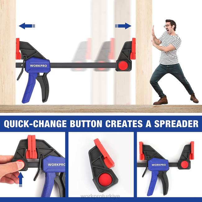 alet WORKPRO Ağaç işleme için 2 adet çubuk kelepçesi, orta görev 300 lbs tek elle kelepçe/yayıcı yardımsever LJR6123