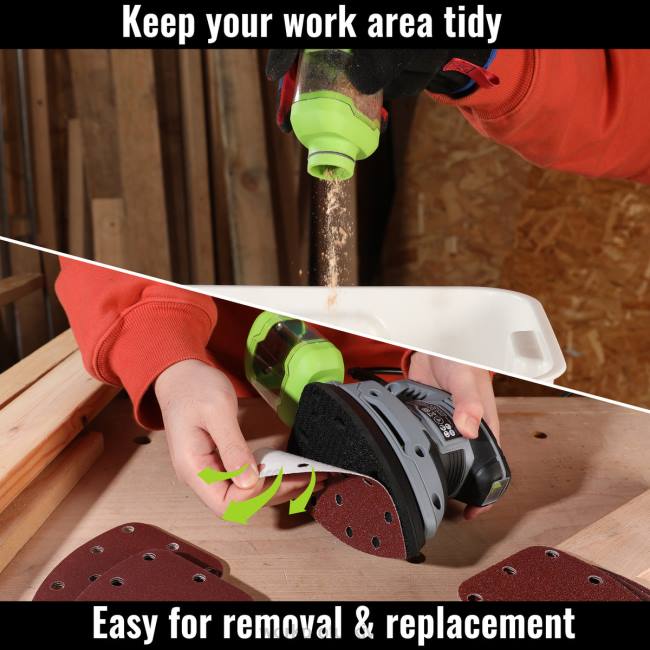 alet WORKPRO 1,6 amper detay zımpara makinesi, 13000 opm toz toplayıcılı kompakt elektrikli zımpara makinesi yardımsever LJR6239