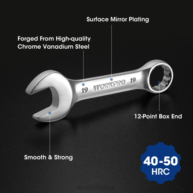 alet WORKPRO 12 parça kısa kombine anahtar seti yardımsever LJR697