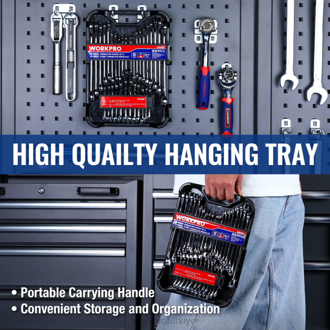 alet WORKPRO 32 parça sae ve metrik kombinasyonlu 12 punto normal ve kısa anahtar seti modern LJR692