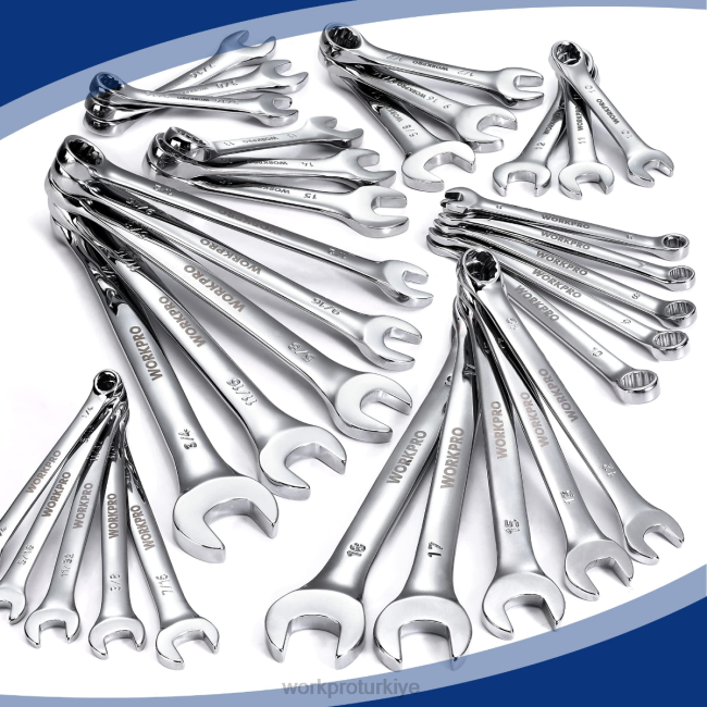 alet WORKPRO 32 parça sae ve metrik kombinasyonlu 12 punto normal ve kısa anahtar seti modern LJR692