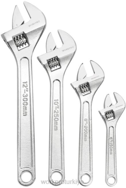 alet WORKPRO 4 adet ayarlanabilir anahtar dövme ısıl işlem görmüş krom kaplama set kullanışlı LJR684
