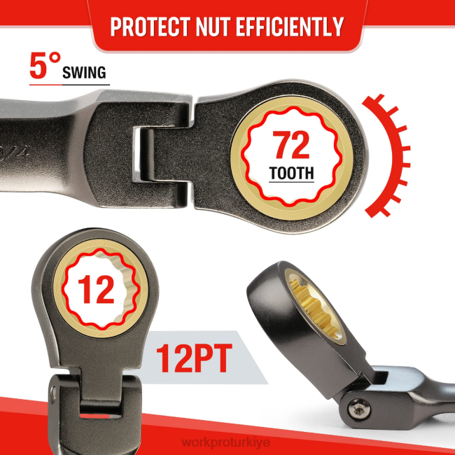 alet WORKPRO 8 parça esnek kafalı kısa cırcırlı kombine anahtar seti yeni LJR682