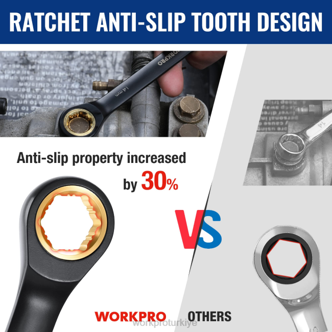 alet WORKPRO 9 parça kaymaz cırcırlı kombine anahtar seti siyah LJR688