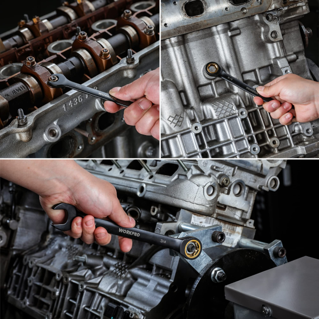 alet WORKPRO 9 parça kaymaz cırcırlı kombine anahtar seti siyah LJR688