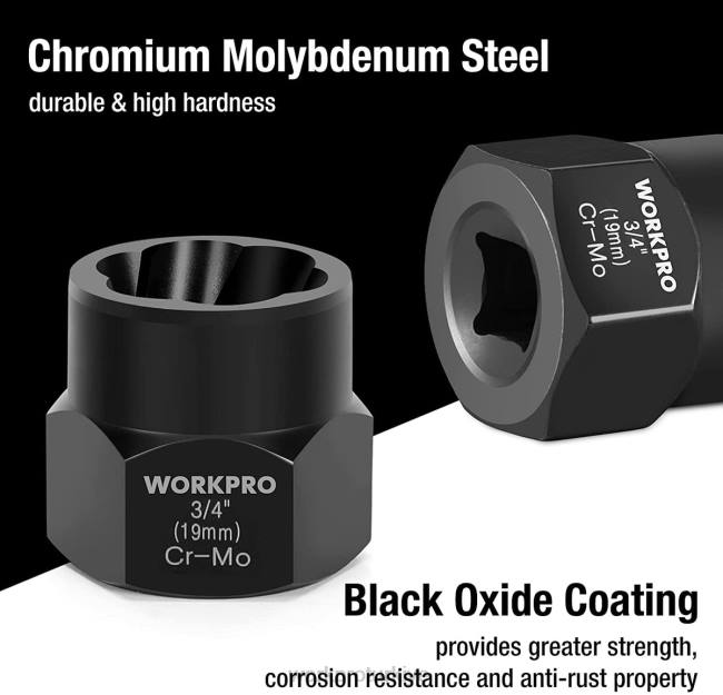 alet WORKPRO 15 parça darbeli cıvata ve somun sökme seti kullanışlı LJR6128