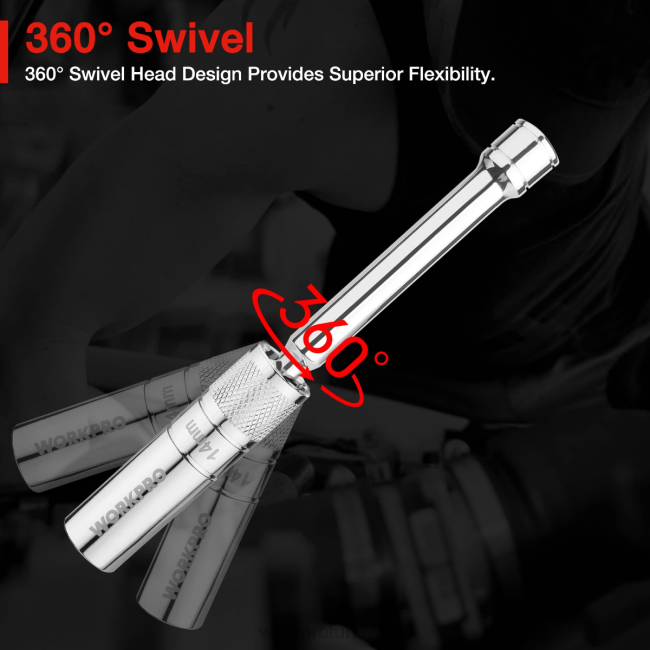 alet WORKPRO 3 adet-14mm ince duvar prizi, 6 ve 10 inç uzatmalımanyetik döner buji lokma seti yardımsever LJR6143