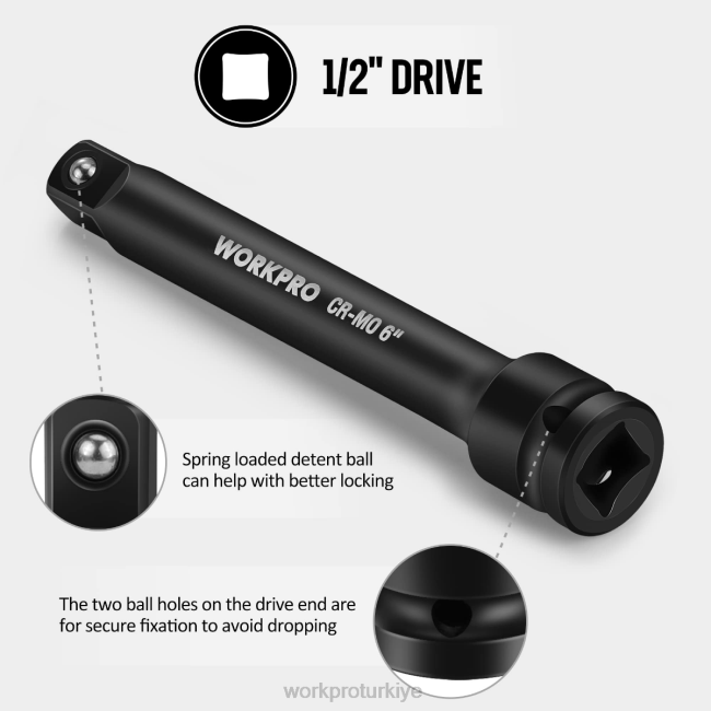 alet WORKPRO 3 parça-3, 6, 8 inç 1/2 inç soket sürücülü darbeli uzatma çubuğu setleri kullanışlı LJR6202