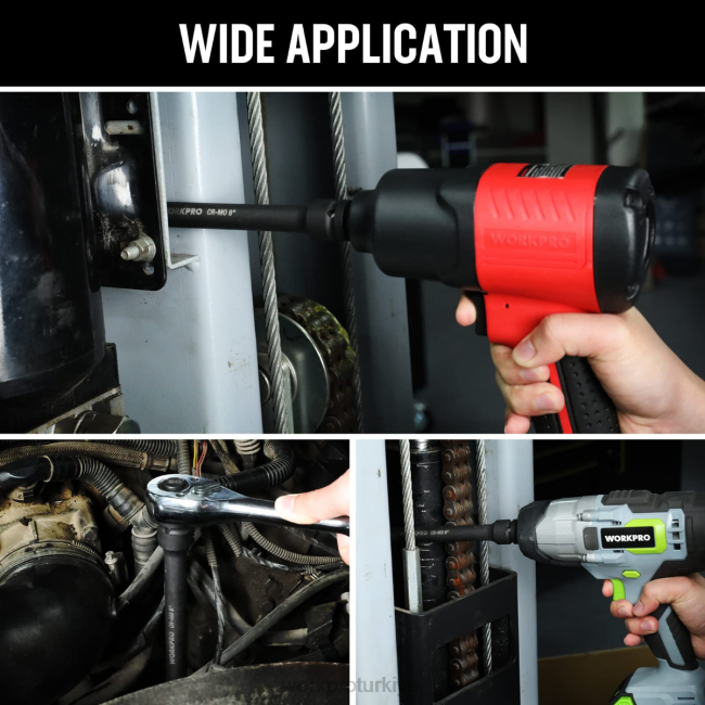 alet WORKPRO 3 parça-3, 6, 8 inç 1/2 inç soket sürücülü darbeli uzatma çubuğu setleri kullanışlı LJR6202