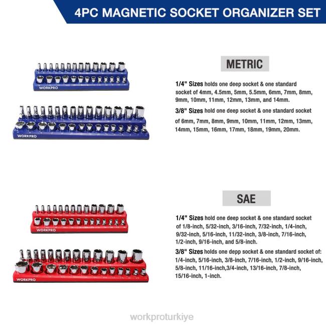 alet WORKPRO 4'lü manyetik priz düzenleyici seti modern LJR6134