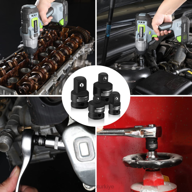 alet WORKPRO 4 parça darbeli tornavida lokma adaptörü ve redüktör seti, anahtar dönüştürme kiti yardımsever LJR694