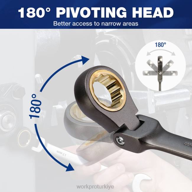 alet WORKPRO 8 adet esnek kafalı cırcırlı kombine anahtar seti, organizatör çantalı kullanışlı LJR686