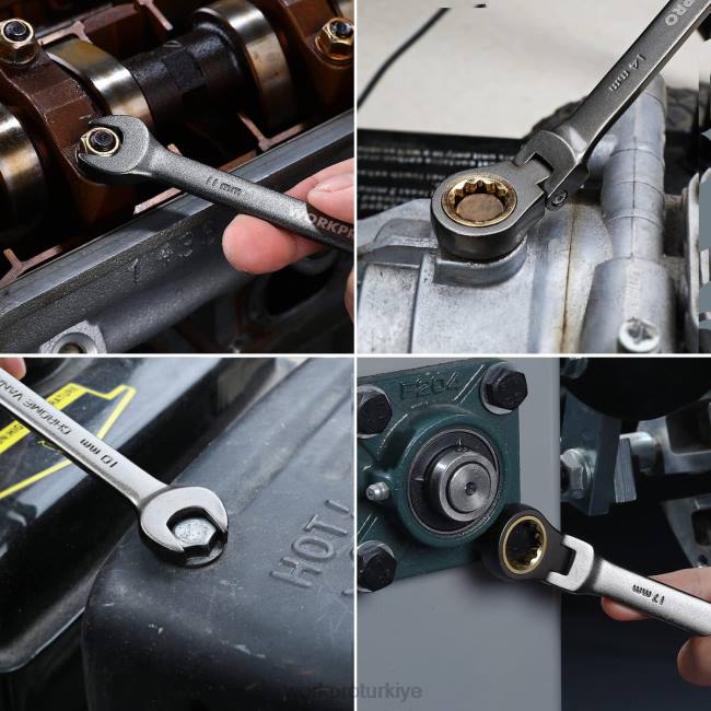 alet WORKPRO 8 adet esnek kafalı cırcırlı kombine anahtar seti, organizatör çantalı kullanışlı LJR686