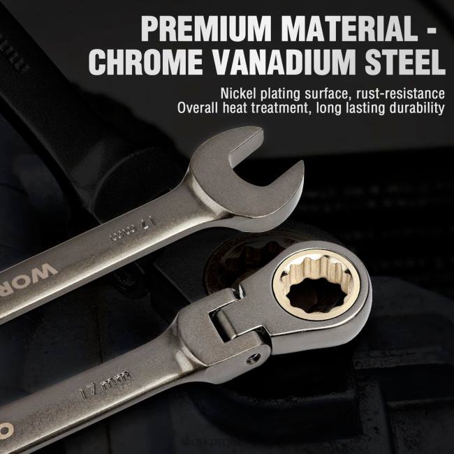 alet WORKPRO 8 adet esnek kafalı cırcırlı kombine anahtar seti, organizatör çantalı kullanışlı LJR686