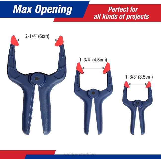 alet WORKPRO Ağaç işleme fotoğraf stüdyoları ve kendin yap işleri için 16 adet naylon yay kelepçesi seti mavi LJR6119