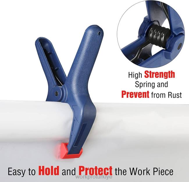 alet WORKPRO Ağaç işleme fotoğraf stüdyoları ve kendin yap işleri için 16 adet naylon yay kelepçesi seti mavi LJR6119