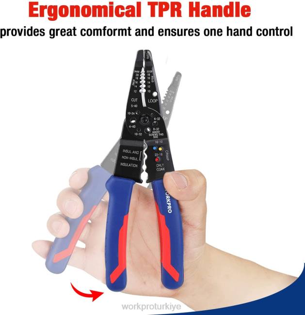 alet WORKPRO 8 inç kablo sıyırıcı, sıyırma, kesme ve kıvırma için çok amaçlı tel kesici kullanışlı LJR6158