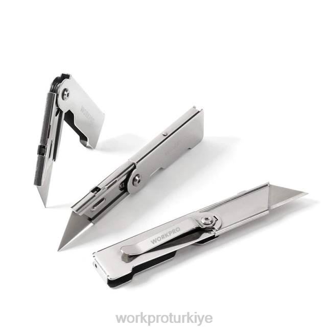 alet WORKPRO 3 adet hızlı değişim katlanır cep maket bıçağı seti kemer klipsi ile modern LJR645