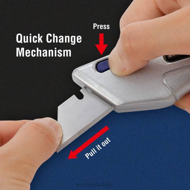 alet WORKPRO geri çekilebilir maket bıçağı ve 2 ekstra bıçakla birlikte otomatik olarak geri çekilen kasa dahildir modern LJR641