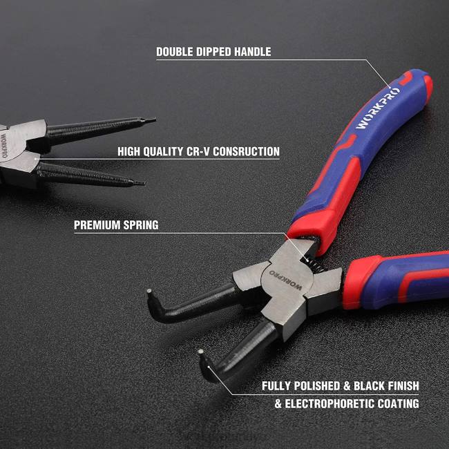 alet WORKPRO 4 adet segman pense seti, saklama çantasıyla birlikte kullanışlı LJR667