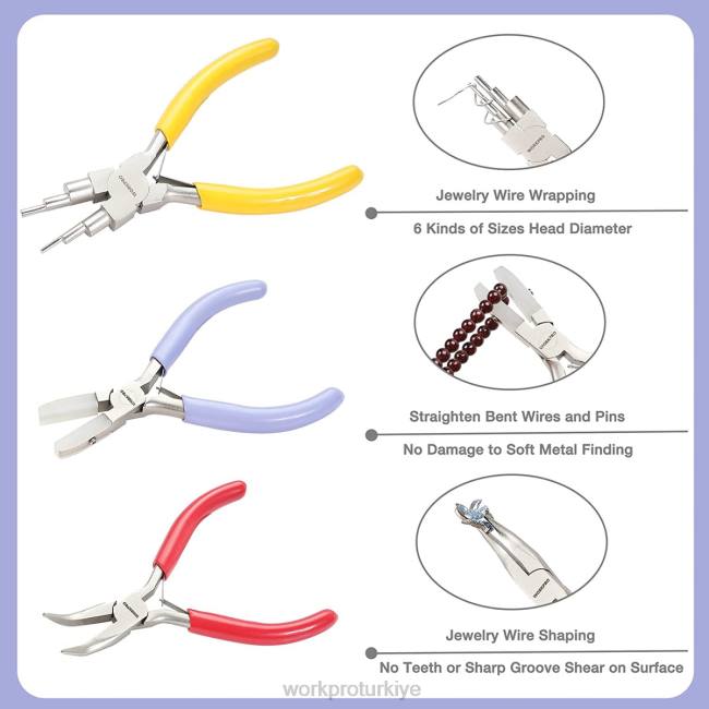 alet WORKPRO 5 adet mücevher pensesi, mücevher aletleri arasında 6'sı 1 arada tel halkalı pense, naylon kargaburun, bükülmüş kargaburun, sivri uçlu cımbız, kavisli cımbız bulunur kullanışlı LJR675