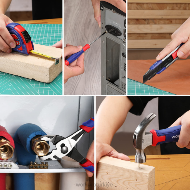 alet WORKPRO 18 adet genel ev alet takımı pembe mavi LJR6102