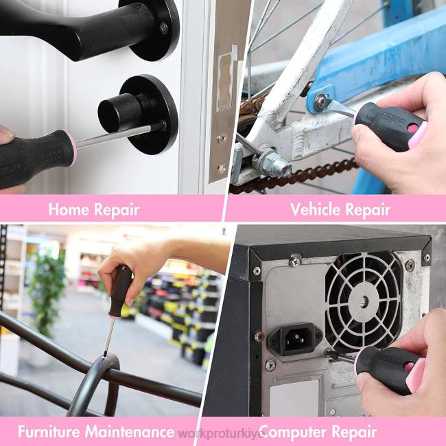 alet WORKPRO 6 adet manyetik tornavida seti pembe LJR6244