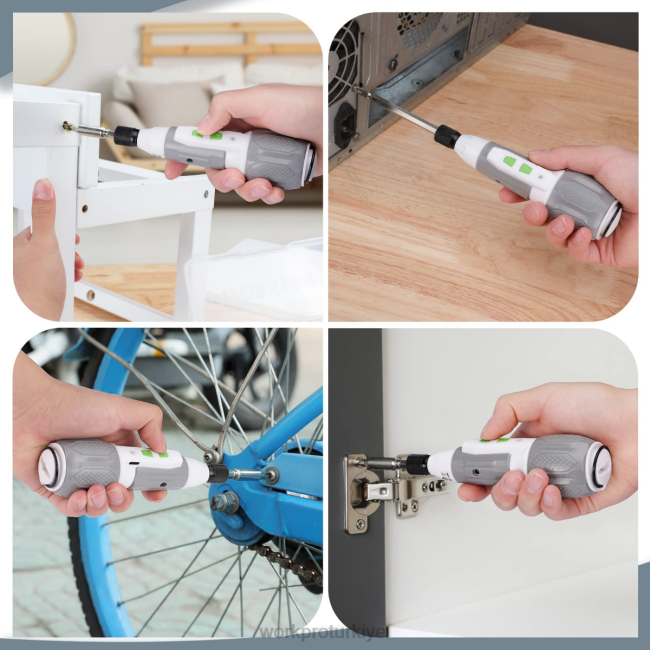 alet WORKPRO akülü 4v usb şarj edilebilir lityum iyon pil tornavida seti pembe/beyaz LJR6236