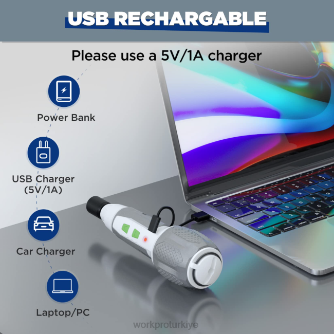 alet WORKPRO akülü 4v usb şarj edilebilir lityum iyon pil tornavida seti pembe/beyaz LJR6236
