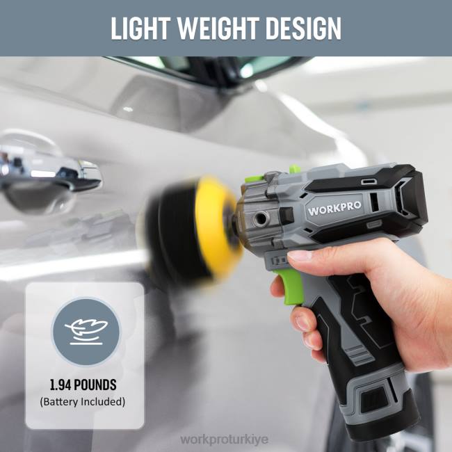 alet WORKPRO 12v akülü parlatıcı, mini araba detaylandırma tamponu ve zımpara makinesi seti, 2 li-ion pil ile kullanışlı LJR6229
