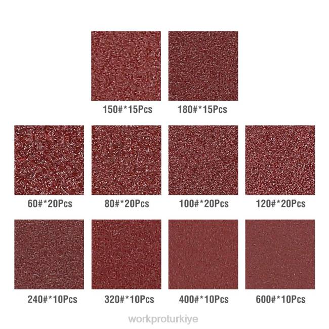 alet WORKPRO Rastgele titreşimli zımpara için 150 adet zımpara diski seti yardımsever LJR6197