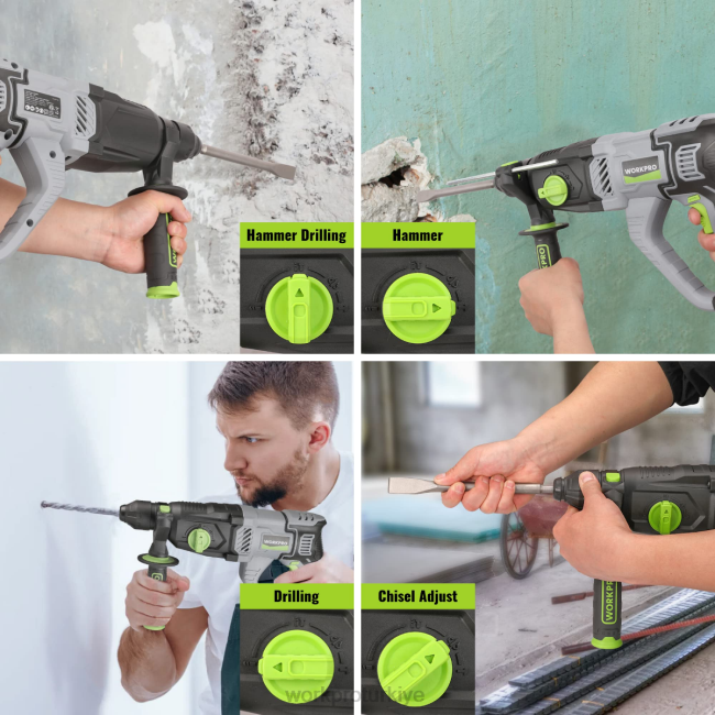 alet WORKPRO 7,5amp 1-1/4 inç premium sds-plus döner darbeli matkap, hafif kablolu versiyon kullanışlı LJR6178