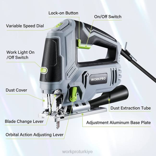 alet WORKPRO yapboz, 6.5amp 850w kablolu elektrikli dekupaj testere alet seti modern LJR6241