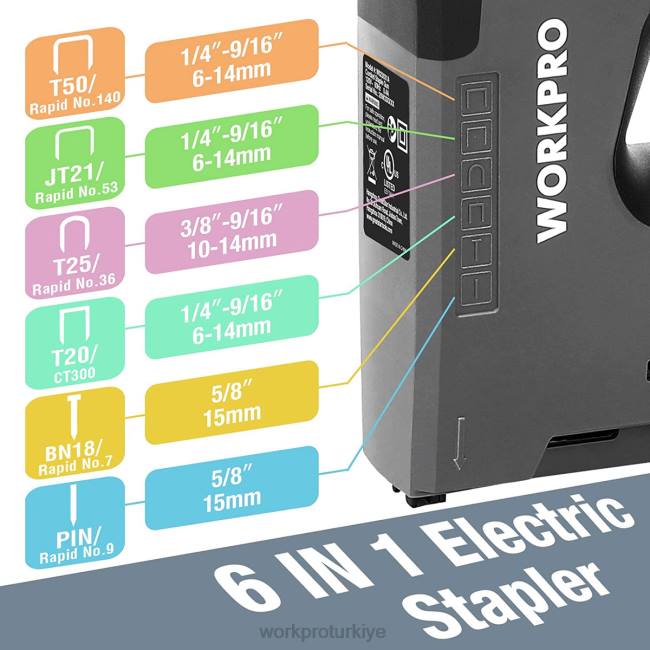 alet WORKPRO DIY ağaç işleme projesi için 110v 6'sı 1 arada elektrikli zımba tacker kullanışlı LJR6167