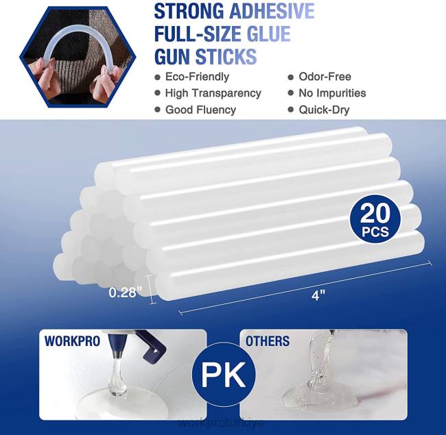alet WORKPRO 20 adet sıcak tutkal çubuklu mini sıcak tutkal tabancası seti pembe/beyaz LJR6162