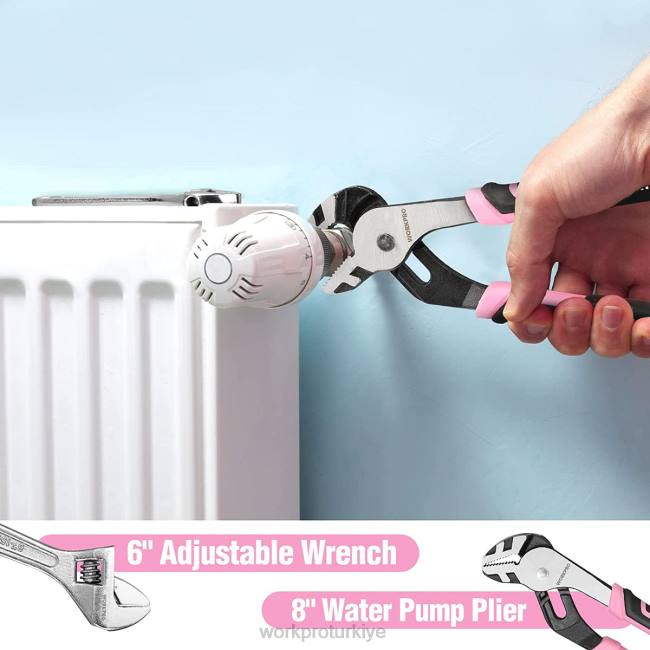 alet WORKPRO 52 parça alet seti, saklama alet kutusuyla birlikte ev tipi kadın alet seti, temel alet seti - şerit pembe LJR6249